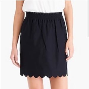 J by J Crew Scalloped Sidewalk Black Linen Blend Skirt - 8